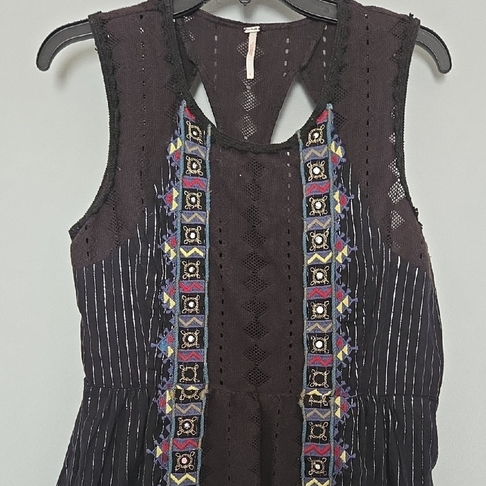 Free People Cut Out Back Embroidered Dress